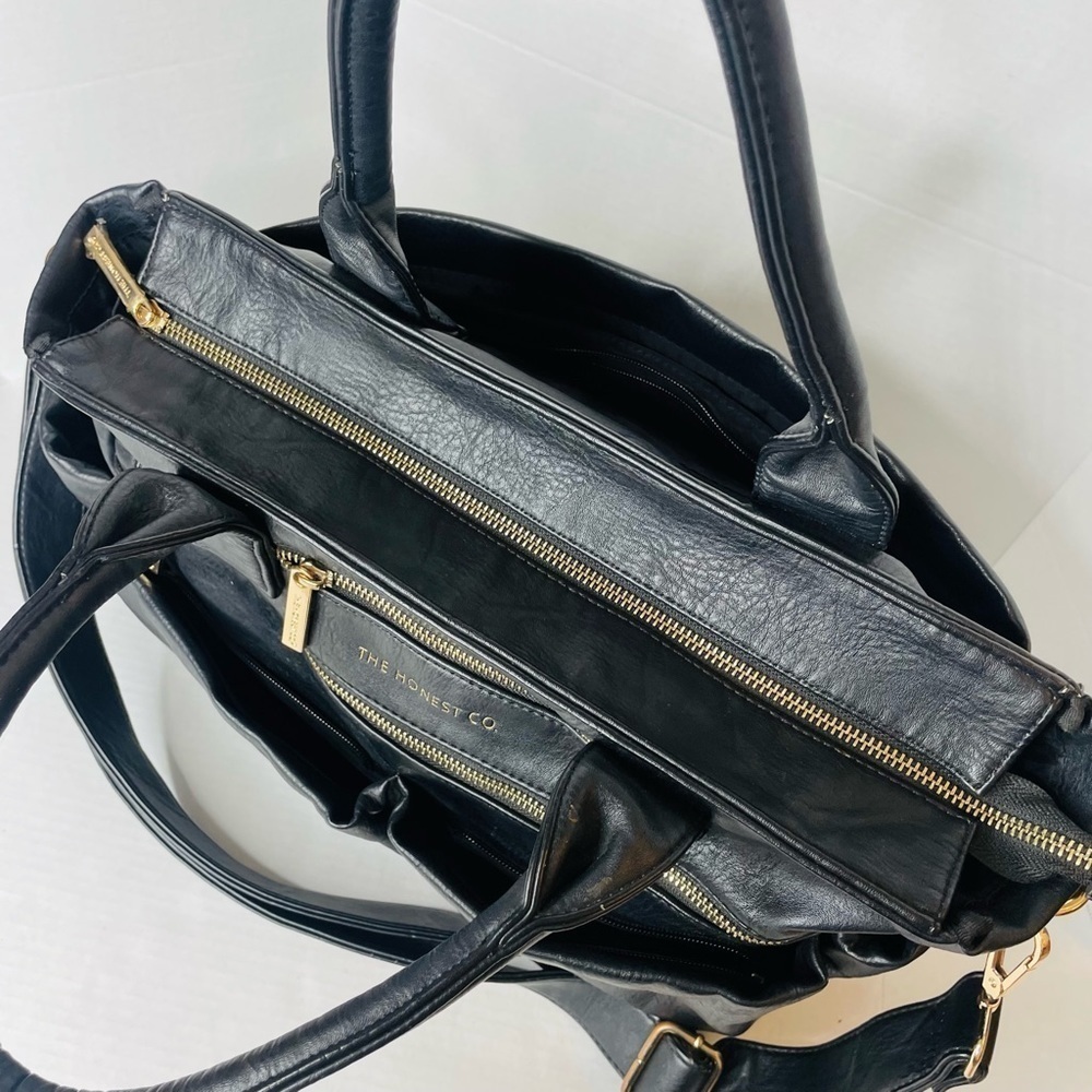 THE Honest Company Everything Tote Black Faux Leather Diaper Bag - Picture 7 of 16